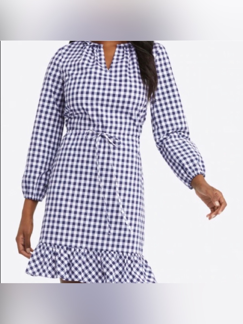 Draper James Lucinda Popover Dress in Navy Gingham